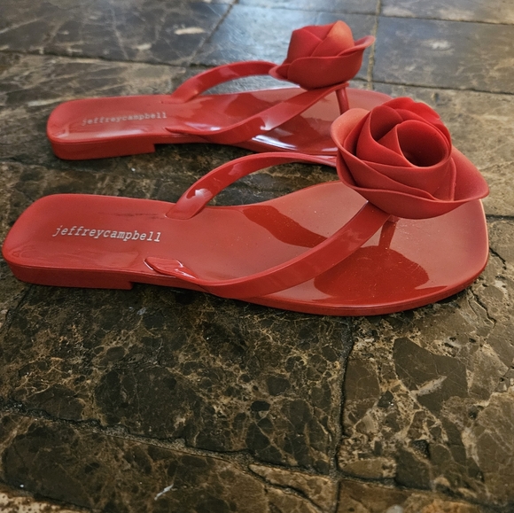 Jeffrey Campbell So Sweet Red Rose Flip Flop SZ 7 - Picture 3 of 8